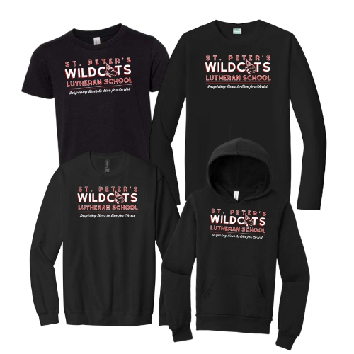 Gildan black apparel-St. Peter's Wildcats-logo 3