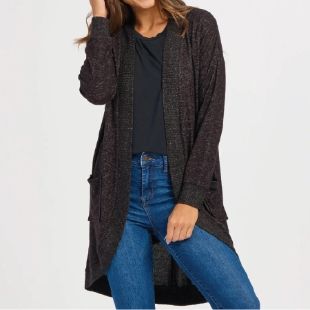 Boxercraft® BW1103 Women's Cuddle Cardigan BXBW1103 with left chest DTF print