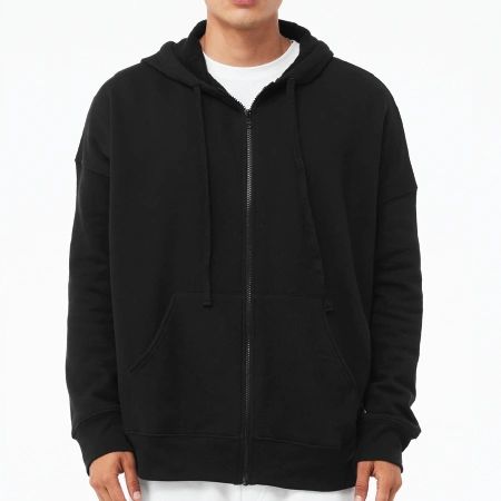 BELLA+CANVAS® 3759 Unisex Sponge Fleece DTM Full Zip Hoodie CV375n with left chest DTF print