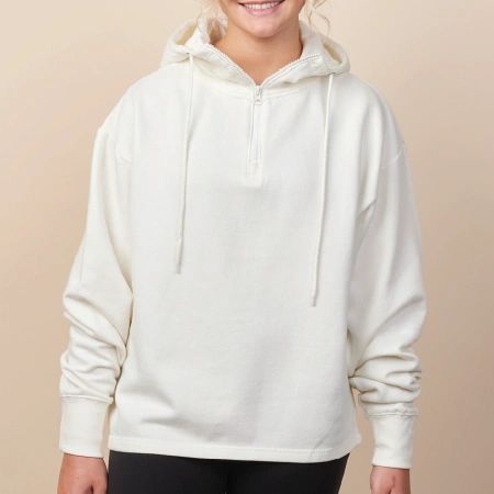 Enza® 31879 Ladies Boxy Quarter Zip Hood EZ318 with left chest DTF print only