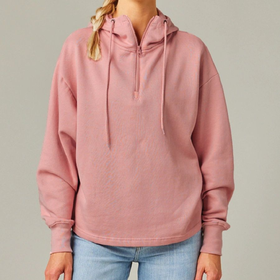 Enza® 31879 Ladies Boxy Quarter Zip Hood