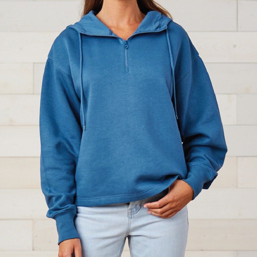 Enza® 31879 Ladies Boxy Quarter Zip Hood