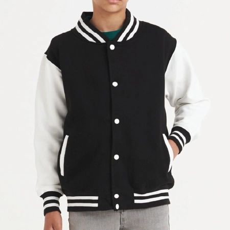 AWDis® Youth Letterman Jacket JH493 with left chest DTF printed logo only
