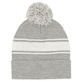 Mega Cap® 5076 Striped Pom Cuff Beanie MC5076 with patch