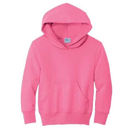Port & Co™ Youth Core Fleece Pullover Hooded Sweatshirt with full front logo