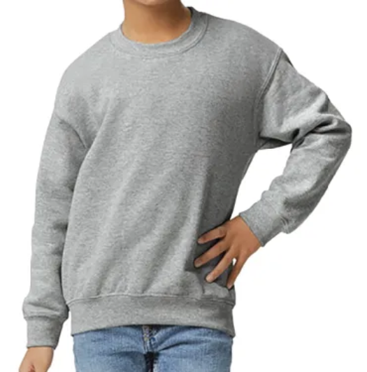 Gildan® 18000B Heavy Blend™ Youth Crewneck Sweatshirt Full Front Logo