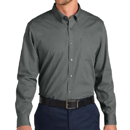 W816 Port Authority® Long Sleeve Nailhead Easy Care Shirt w/Left Chest Embroidery