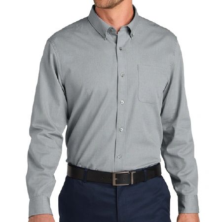 W816 Port Authority® Long Sleeve Nailhead Easy Care Shirt w/Left Chest Embroidery