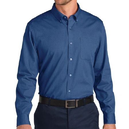 W816 Port Authority® Long Sleeve Nailhead Easy Care Shirt w/Left Chest Embroidery