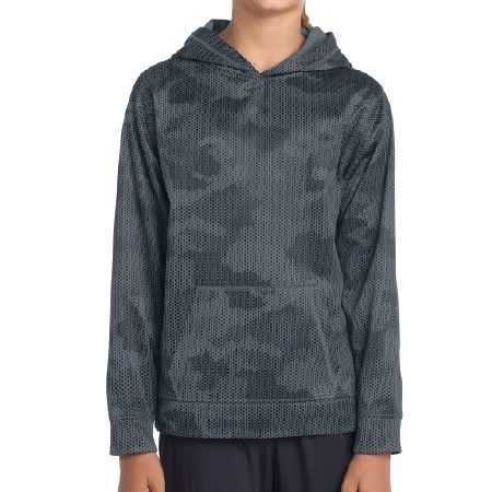 YST240 Sport-Tek® Youth Sport-Wick® CamoHex Fleece Hooded Pullover